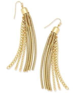Thalia Sodi Gold-Tone Chain Tassel Earrings, Only at Macy's | Macys (US)