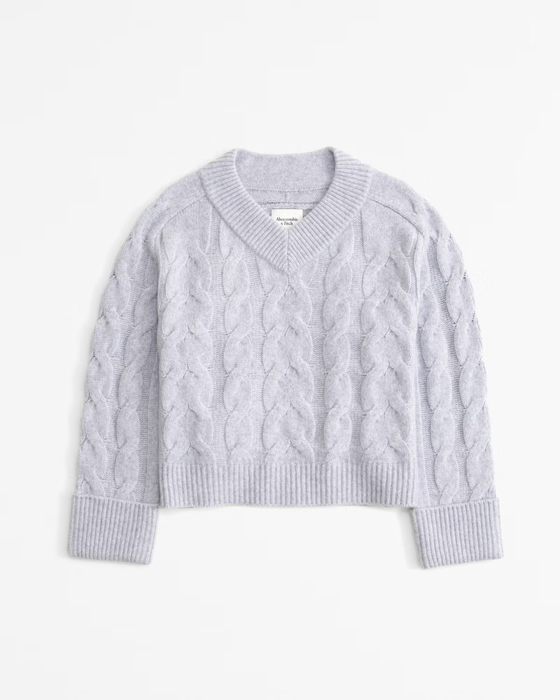 Easy V-Neck Cable Sweater | Abercrombie & Fitch (US)