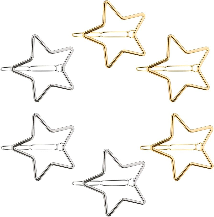 PAGOW 6PCS Snap Metal Star Hair Clip Hollow Barrettes Exquisite Headpieces Chic Fashion Geometric... | Amazon (US)