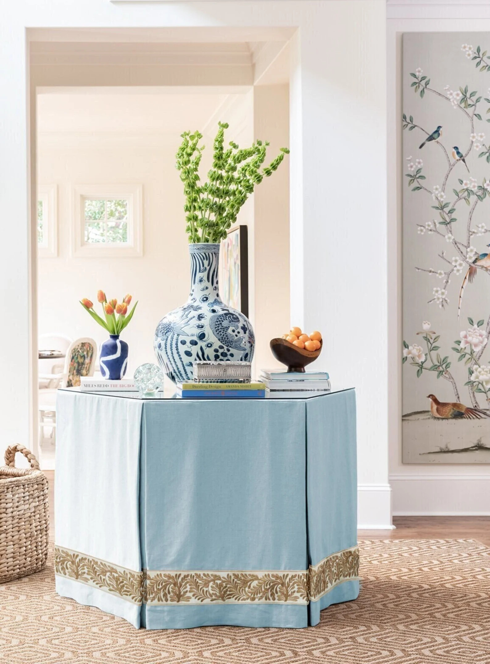 Light Blue Decorative Table Skirt Hexagonal Tablecloth - Etsy | Etsy (US)