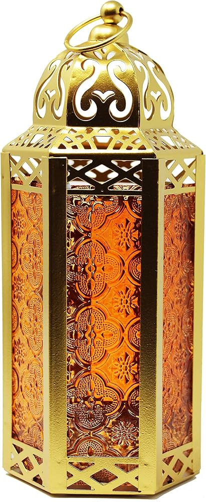 VELA LANTERNS Gold Moroccan Candle Lantern Decorative Candle Holder Lamp for Table or Hanging, Ra... | Amazon (US)