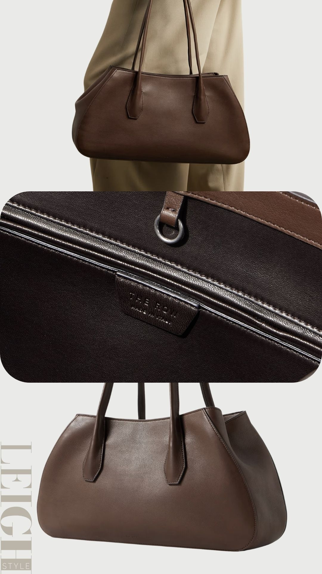 Discover timeless sophistication with THE ROW Alger Leather Shoulder Bag. Crafted from premium leather, this elegant designer handbag features a sleek curved silhouette, spacious interior, and refined shoulder straps for effortless everyday luxury. Its minimalist design makes it the perfect accessory for workwear, casual chic outfits, travel, or elevated evening looks. A must-have investment bag for lovers of quiet luxury and modern fashion. 

 #LTKootd #LTKWorkwear #LTKTravel