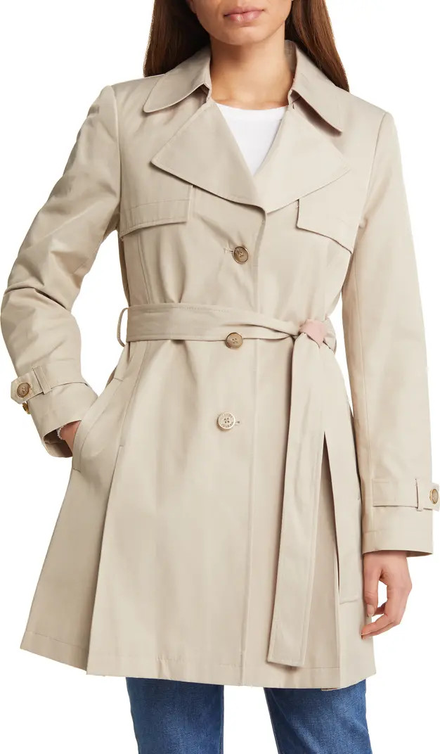 Water Repellent Contrast Trim Trench Coat | Nordstrom
