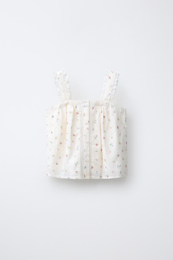 SCHIFFLY LACE TRIM TOP | Zara US