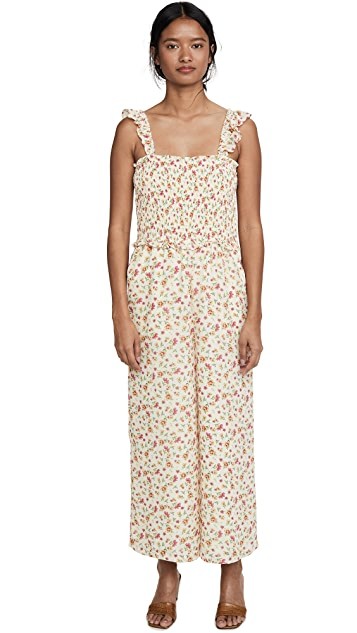 faithfull laszlo smocked jumpsuit