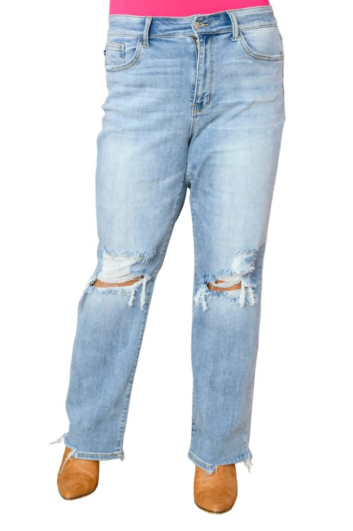 High Rise 90's Straight Jeans In Light Wash | Shop Simon