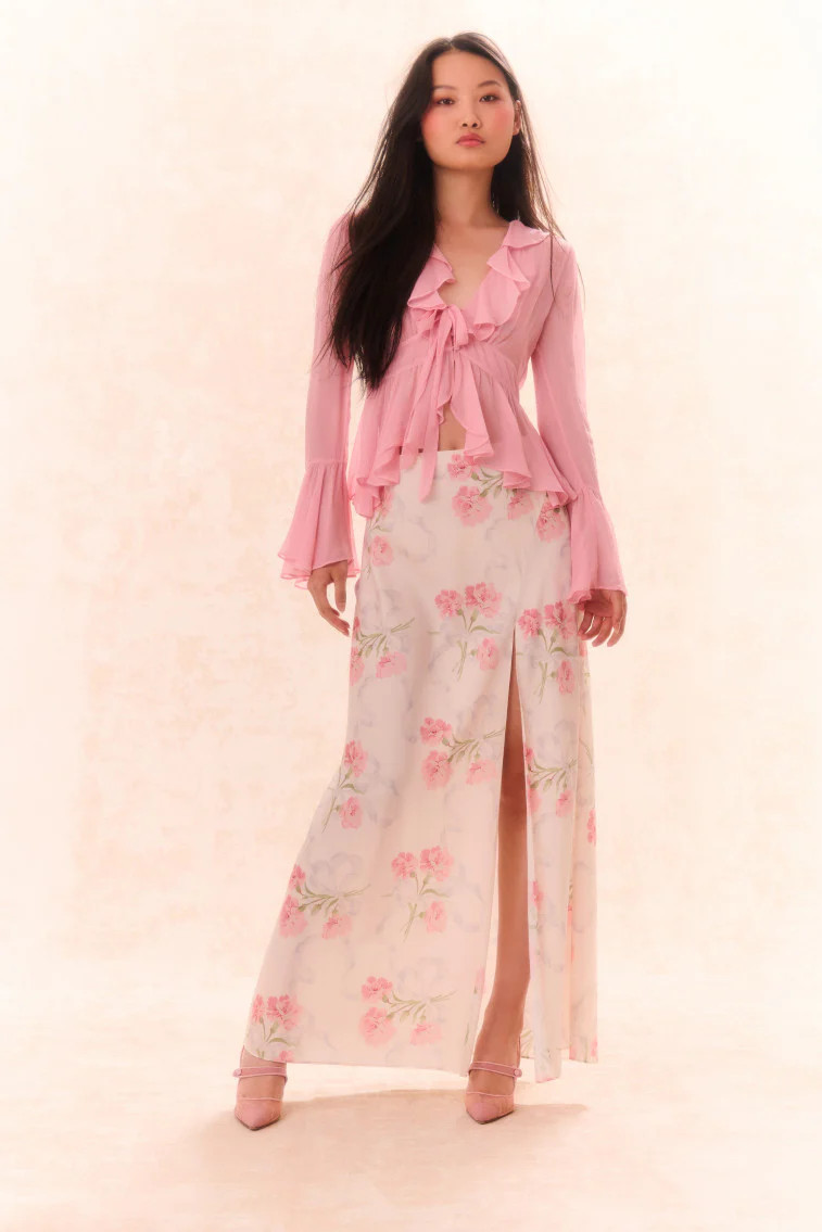 Connie Silk Floral Maxi Skirt | LoveShackFancy