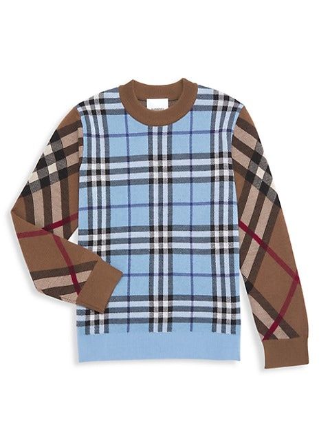 Burberry Little Boy's &amp; Boy's Milo Check Print Wool-Blend Sweater | Saks Fifth Avenue