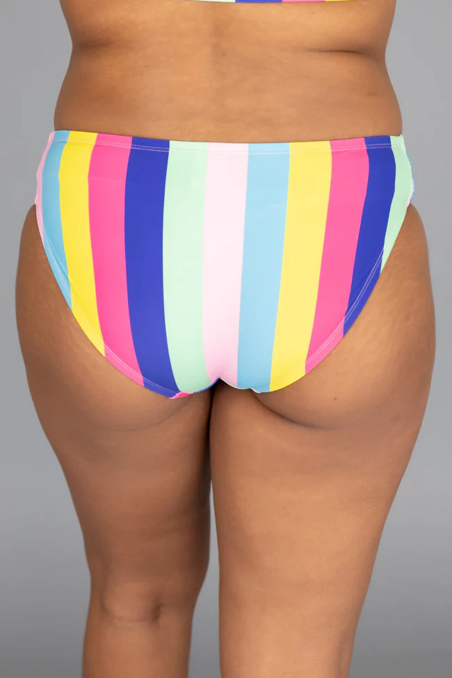 Rainbow Dreams Stripe Low Rise Bikini Bottoms FINAL SALE | Pink Lily