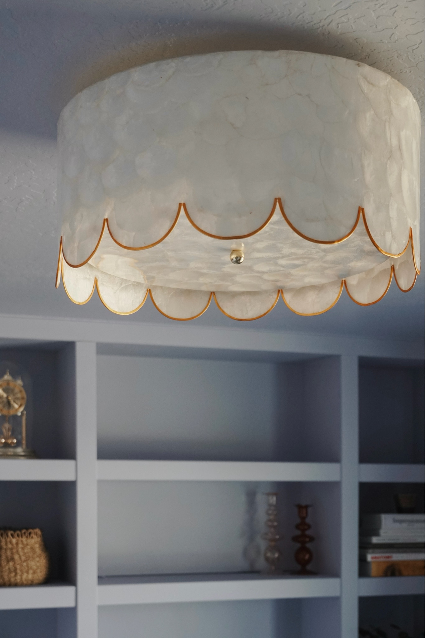 When you find the absolute perfect scalloped flush mount light for your girly office aesthetic 🤍😍🫨