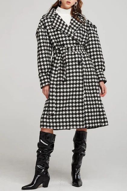 Sunny Houndstooth Long Coat | Storets (Global)