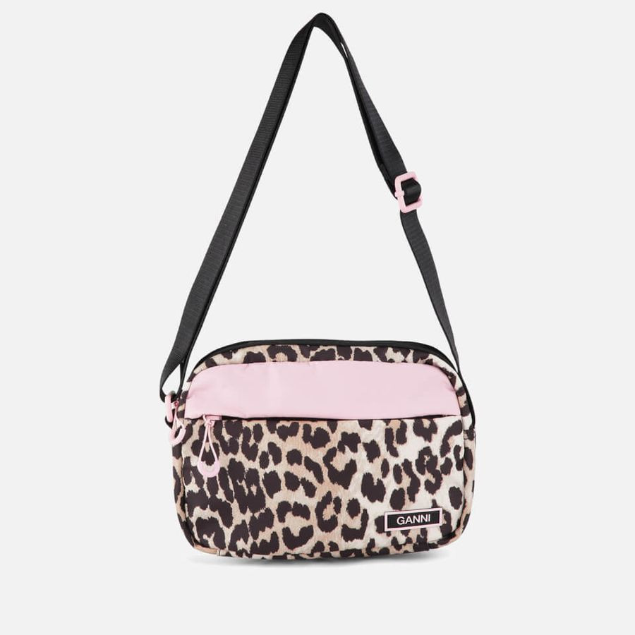 Ganni Women's Recycled Tech Bag - Leopard w Pink | Coggles (Global)