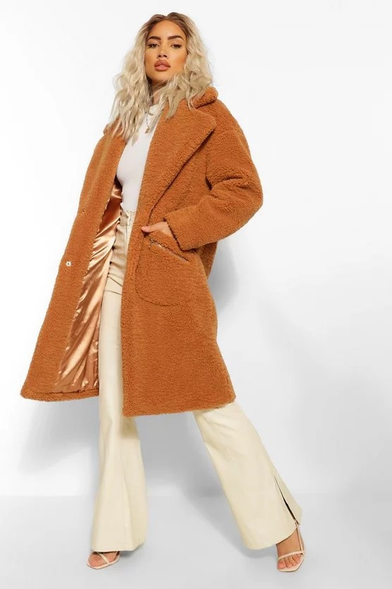 Pocket Detail Teddy Faux Fur Coat | Boohoo.com (UK & IE)