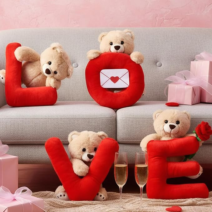 Jenaai 4 Pcs Valentine Teddy Bear Gifts 10" Stuffed Love Teddy Bear Plush Table Decoration, Roman... | Amazon (US)