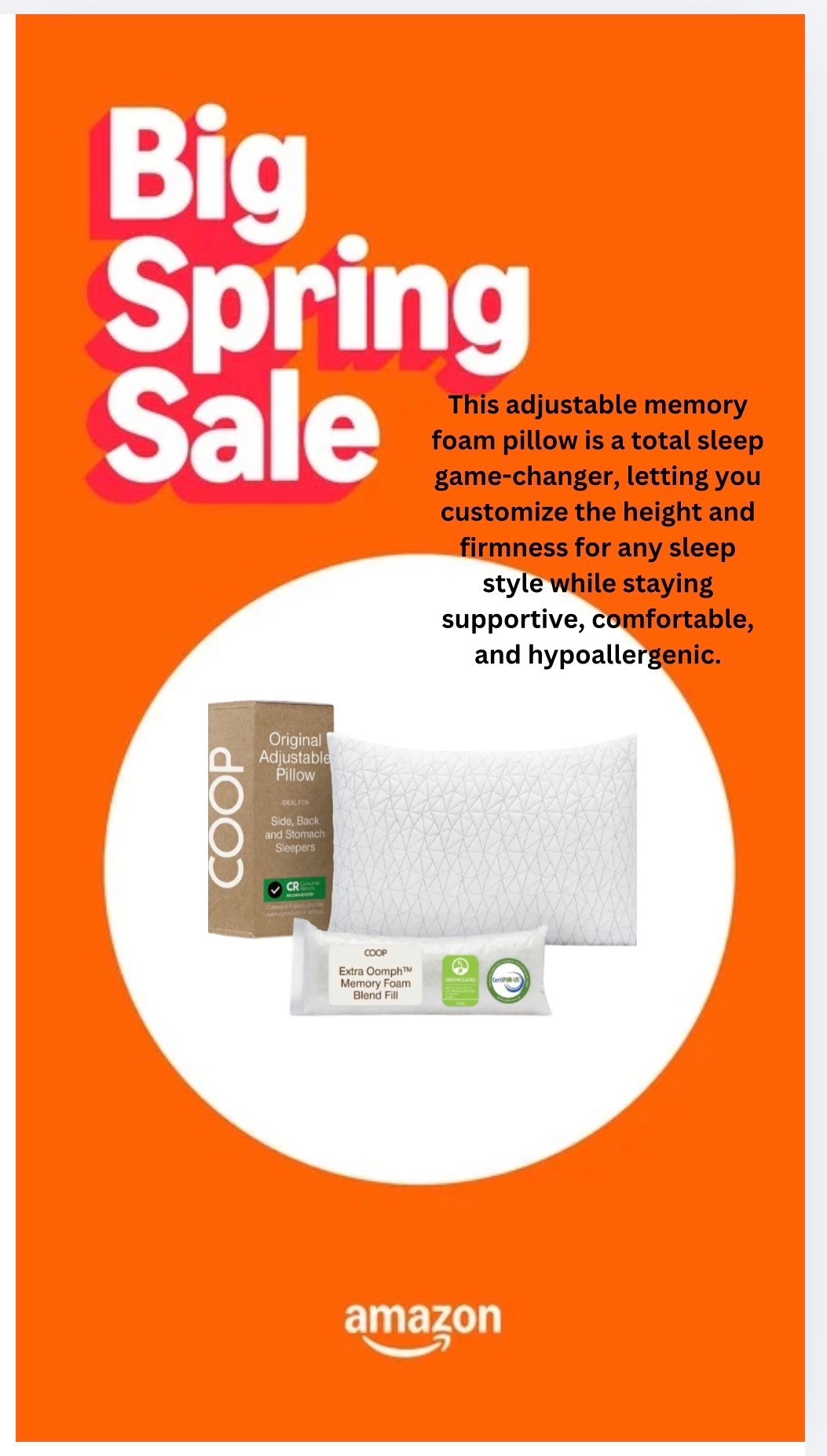 This adjustable memory foam pillow is a total sleep game-changer, letting you customize the height and firmness for any sleep style while staying supportive, comfortable, and hypoallergenic.

#LTKSaleAlert #LTKselfcare #LTKHome