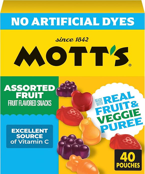 Mott's Assorted Fruit Flavored Snacks, Made with Real Fruit Puree (40 Pack) | Amazon (US)