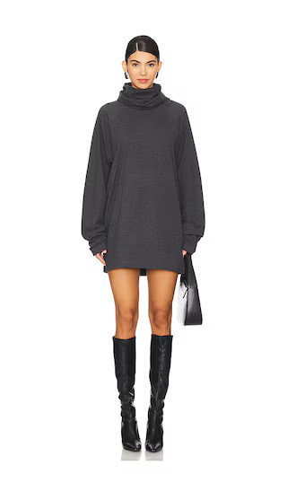 Norma Kamali Oversized Raglan Sleeve Turtleneck Mini Dress in Grey. - size M | Revolve Clothing (Global)