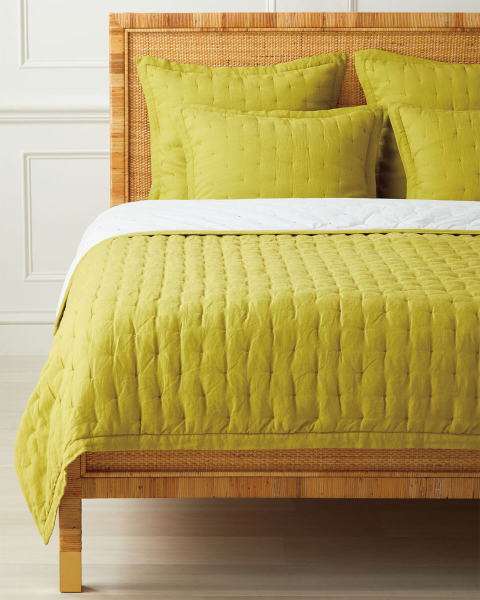 Sutter Linen Quilt - Chartreuse | Serena and Lily