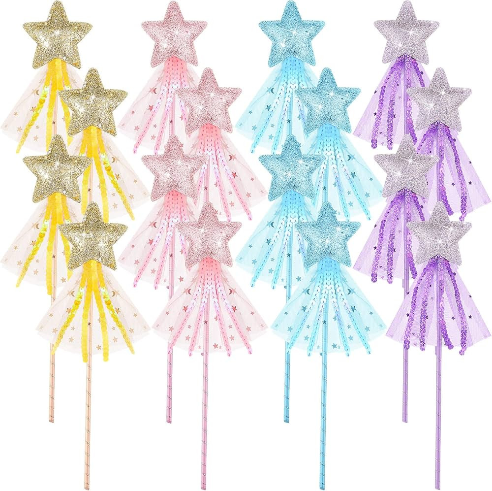 Skylety 8 Pcs Fairy Wands Star Glitter Wand Princess Wands for Girls Kids Princess Party Favors A... | Amazon (US)