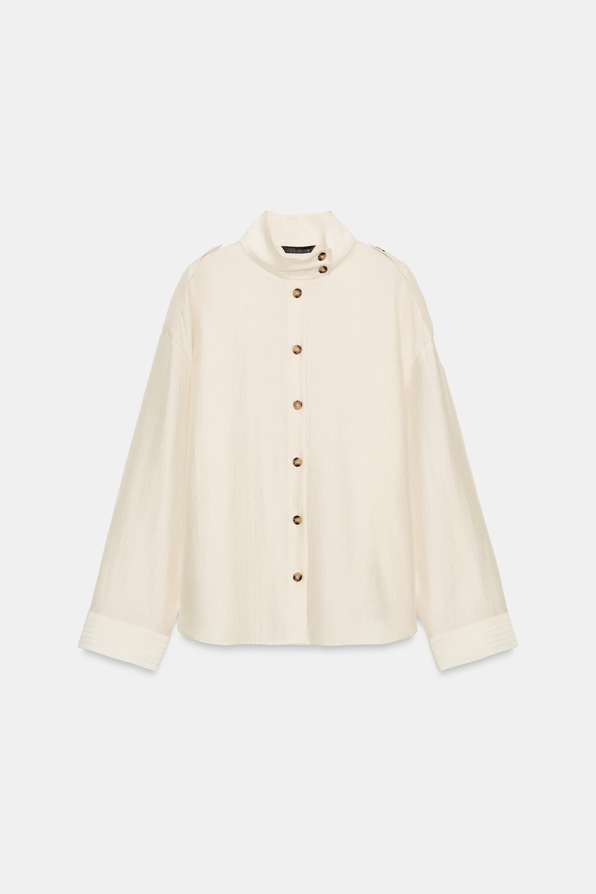 FLOWY HIGH COLLAR SHIRT | Zara US