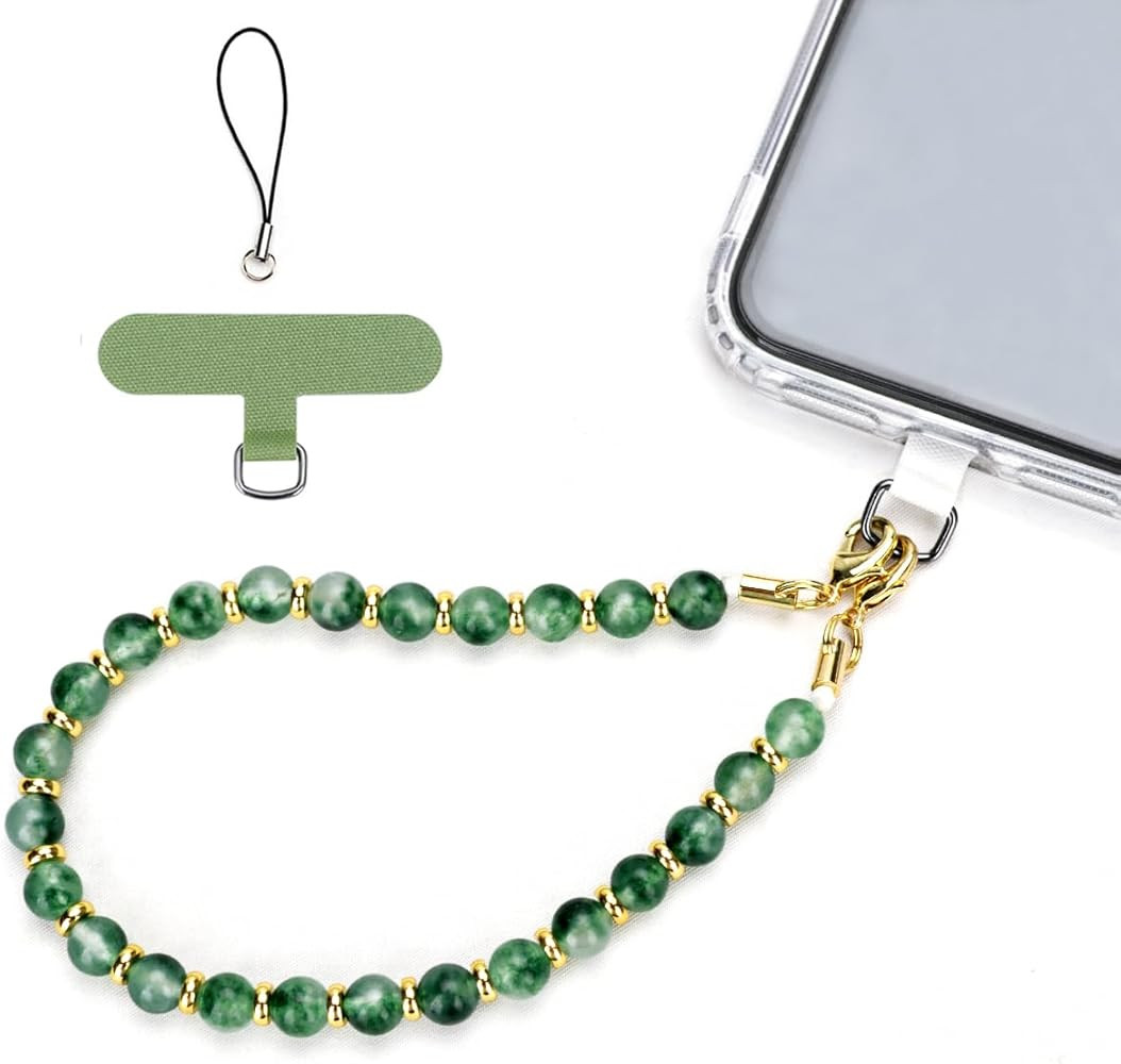 Marble Beaded Phone Wrist Strap, Cellphone Lanyard with Tether Tab, Hands-Free Wristlet Bracelet | Amazon (US)
