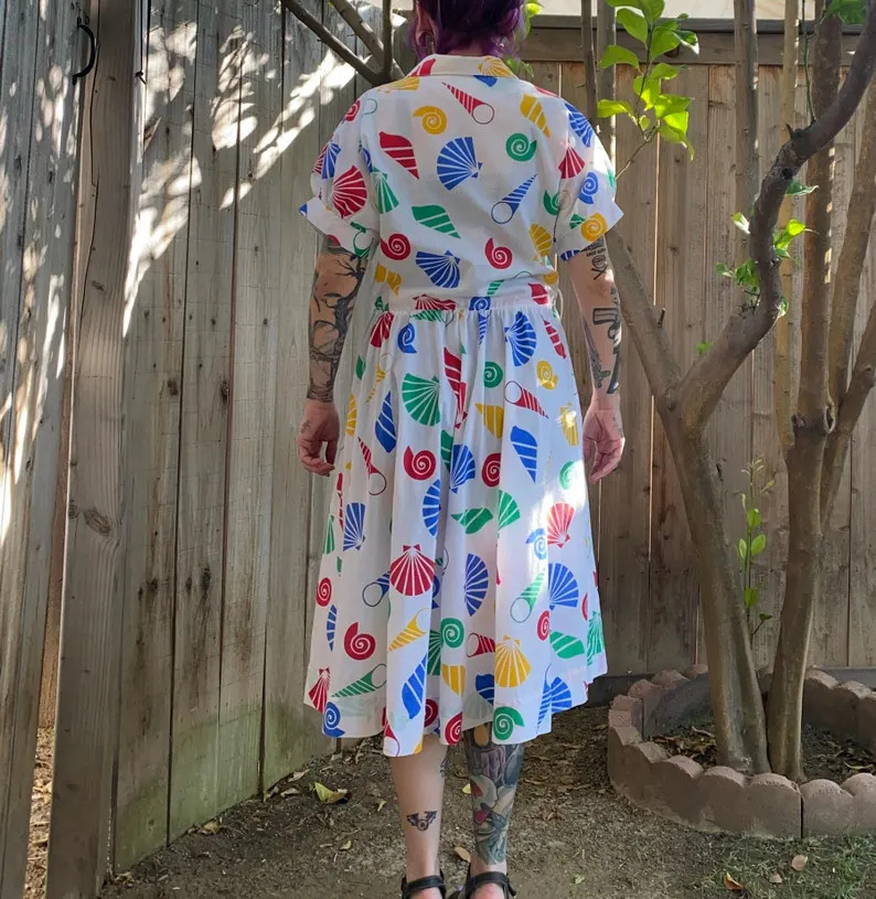 Vintage 1980\u2019s Sea Shell Print Dress | Etsy (Global)