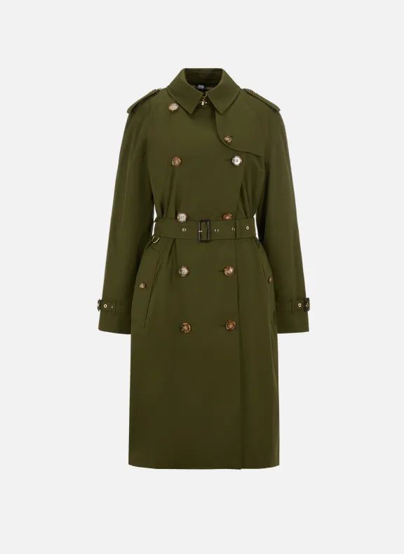 Belted trench coat in cotton twill - Green | Printemps.com (FR)