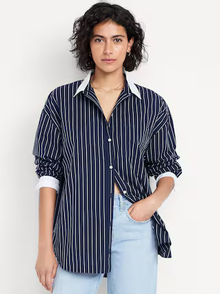 Oversized Button-Down Boyfriend Shirt | Old Navy (US)