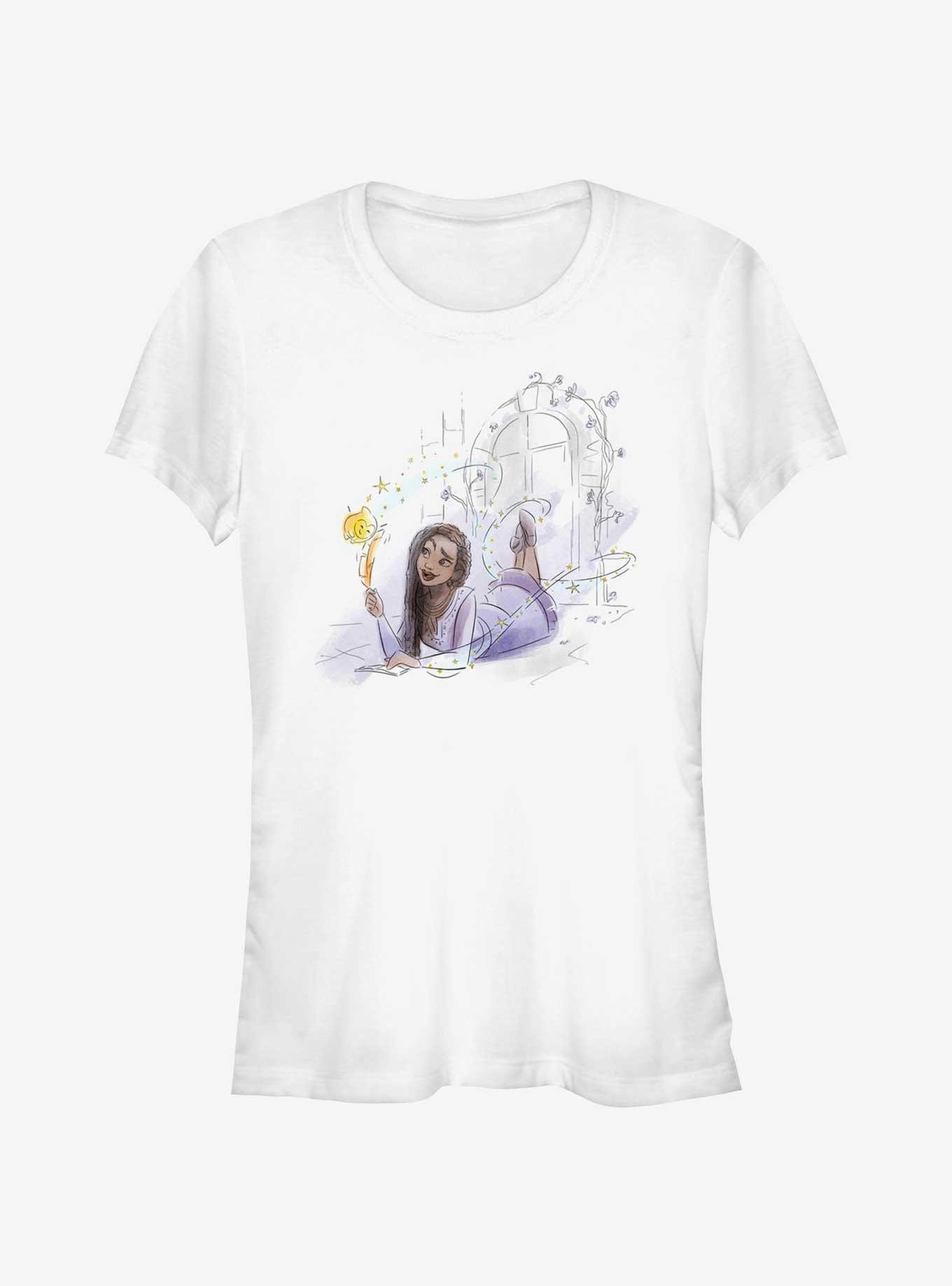 Disney Wish Watercolor Asha and Star Girls T-Shirt | Hot Topic