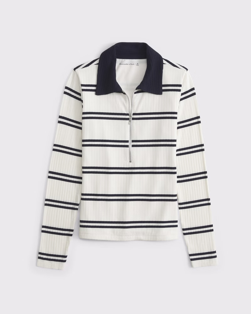 Wide Rib Half-Zip Top | Abercrombie & Fitch (US)