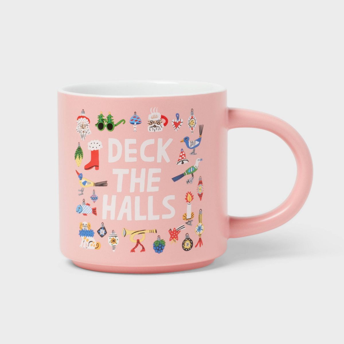 Lucy Kirk 16oz Stoneware 'Deck the Halls' Christmas Mug Pink - Wondershop™ | Target