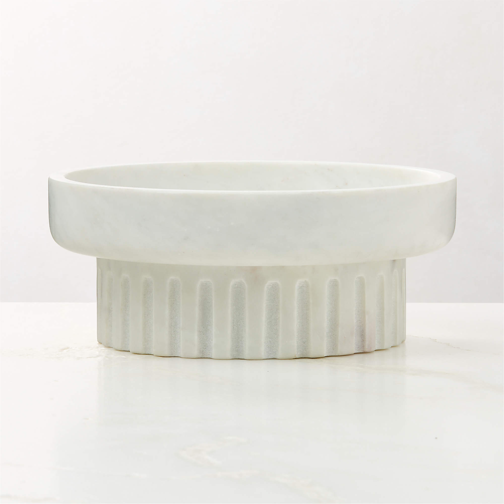 Junius White Marble Pedestal Bowl | CB2 | CB2