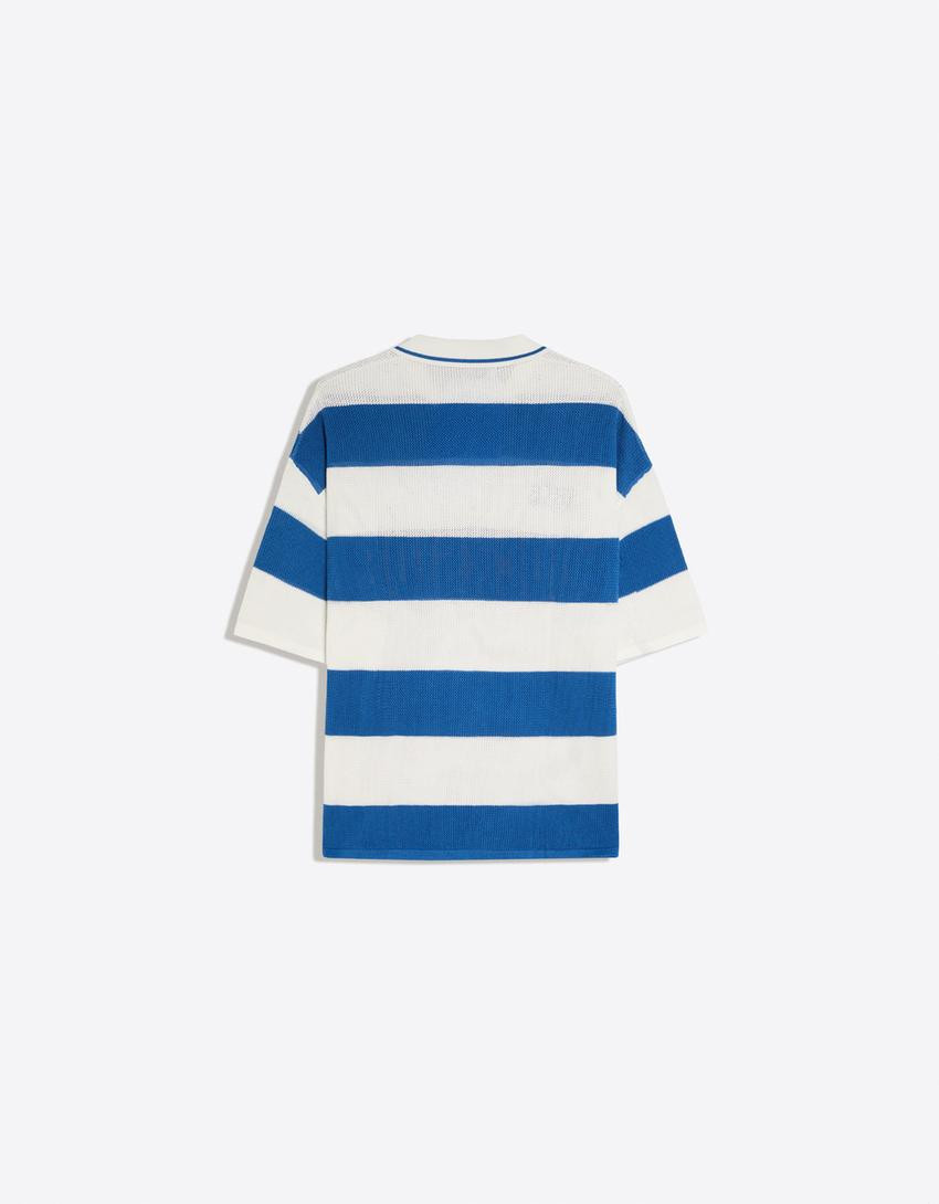 Mesh patch polo shirt - Men | Bershka UK