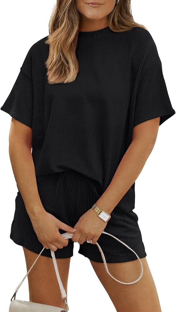 LILLUSORY Womens 2 Piece Short Set Summer Lounge 2026 Travel Vacation Beach Cruise Matching Outfi... | Amazon (US)