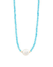 Made In India Brass Magnesite And Pearl Beaded Necklace | TJ Maxx