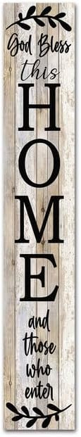 SRongmao Vertical Welcome Sign for Front Door - God Bless Our Home Porch Standing Wooden Decor, I... | Amazon (US)
