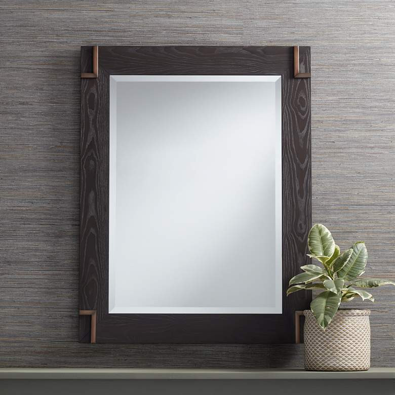 Bronson Matte Dark Bronze 28" x 36" Rectangular Wall Mirror | Lamps Plus