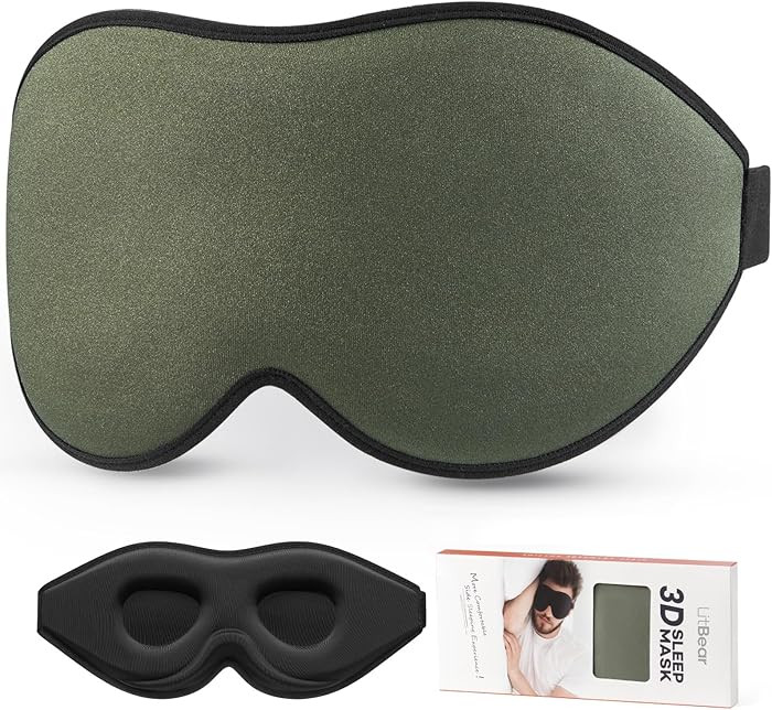 LitBear Sleep Mask for Men Side Sleeper, Sleeping Mask for Women Light Blocking, 3D Contoured Cup... | Amazon (US)