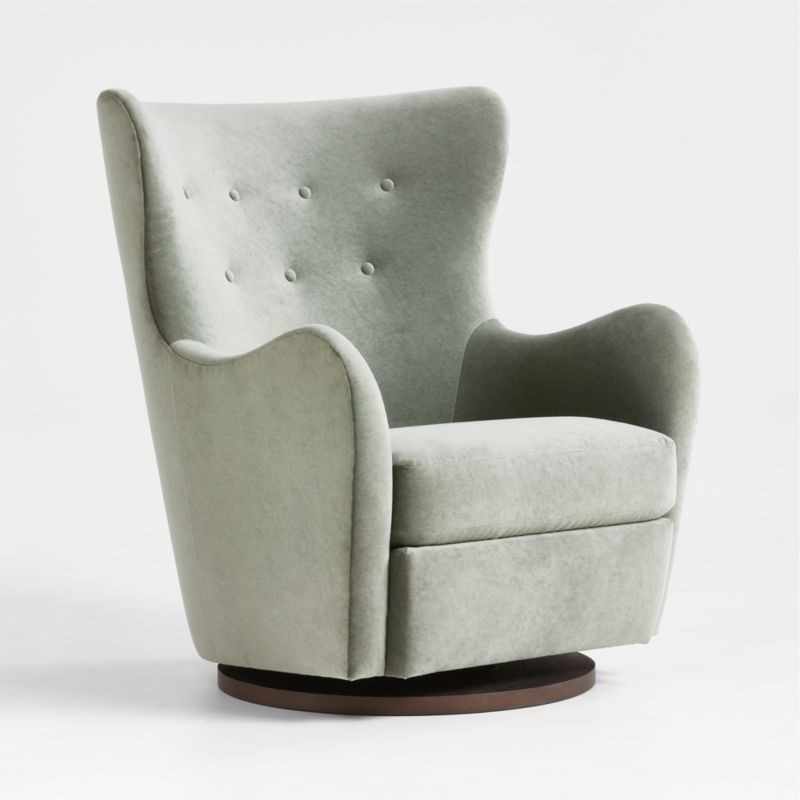 Embrace Sage Green Velvet Swivel Glider Nursery Chair by Jeremiah Brent + Reviews | Crate & Kids | Crate & Barrel