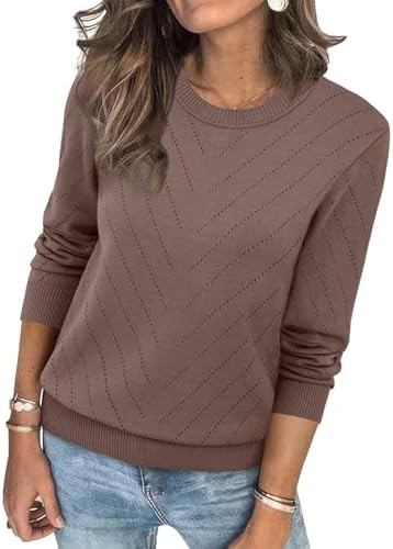 Sampeel Womens Sweaters Crew Neck Long Sleeve Tops Knit Soft Pullover Sweaters Cozy Dressy Casual... | Amazon (US)