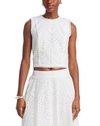 AQUA Eyelet Sleeveless Top - Exclusive | Bloomingdale's Women | Bloomingdale's (US)