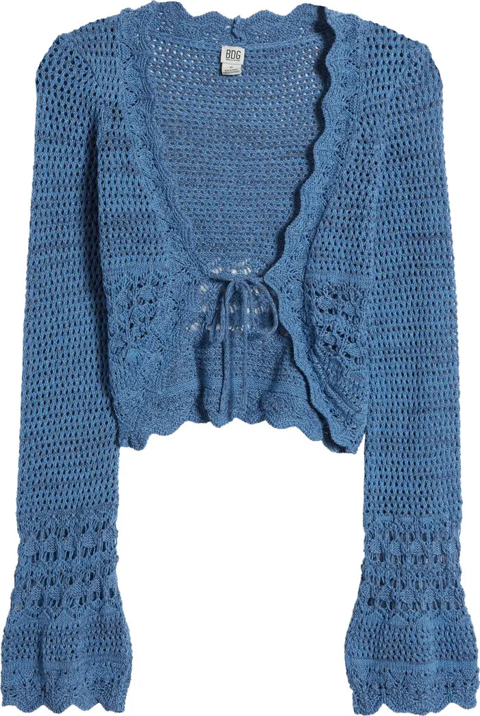 Open Stitch Tie Front Crop Cardigan | Nordstrom