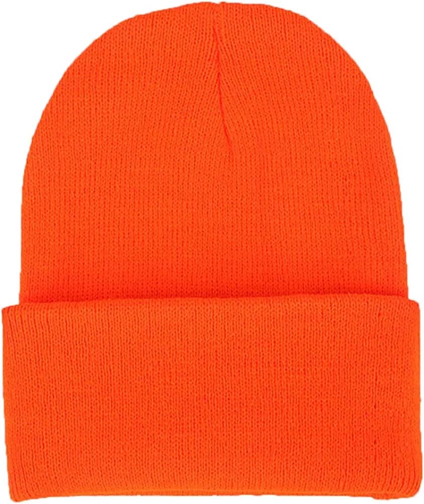 Stromguard Men Women Knit Skully Beanie Hat Ski Cap Cuff Slouchy Plain Solid Warm Winter - Orange | Walmart (US)