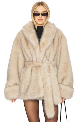 Lovers and Friends Margot Faux Fur Coat in Sand Neutral from Revolve.com | Revolve Clothing (Global)