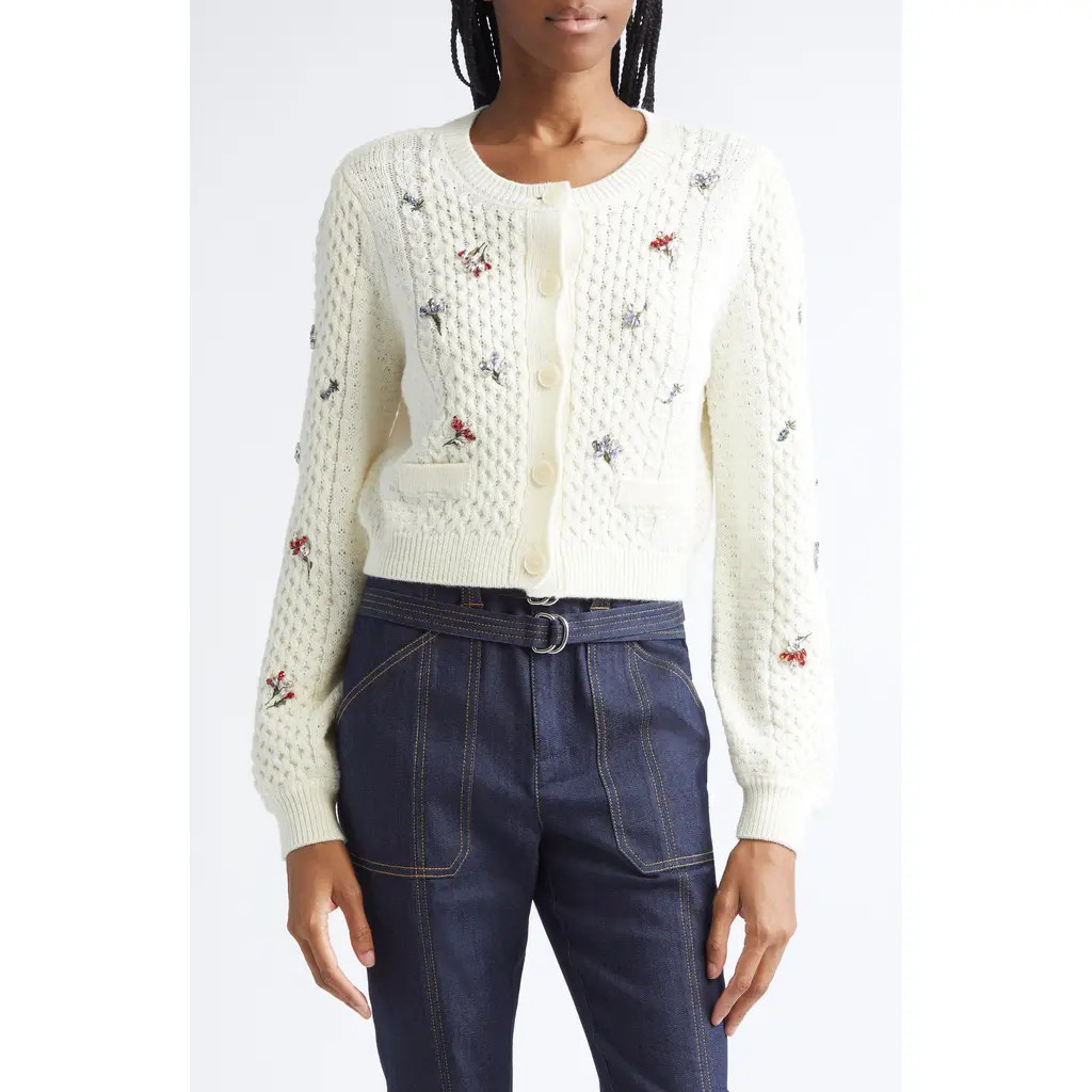 Cinq à Sept Rasa Beaded Cardigan in Ivory at Nordstrom Rack, Size Small | Nordstrom Rack
