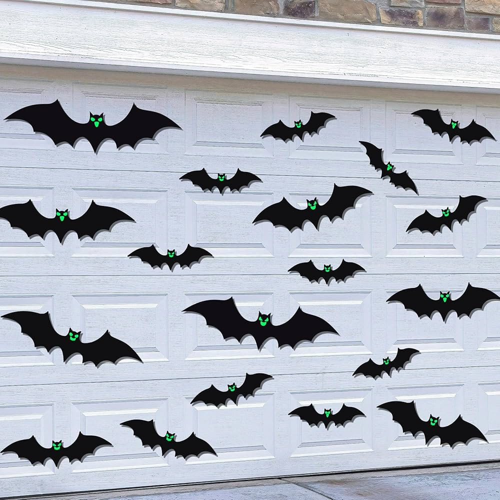 26 Pcs Halloween Magnetic Bats Garage Door Decorations Black Magnets Bats Outdoor Decor with Glow... | Amazon (US)