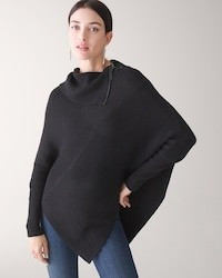 Zip Split Neck Poncho Sweater | White House Black Market
