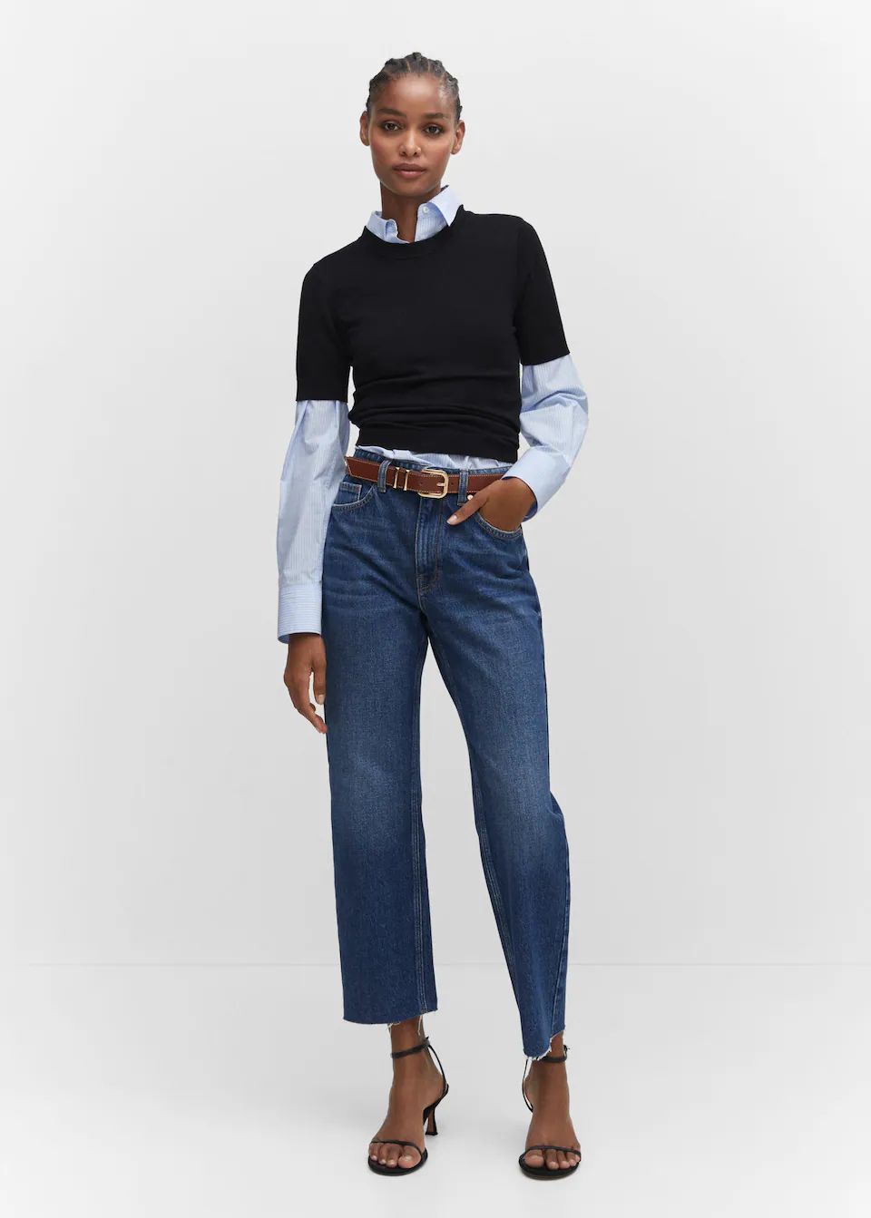 Straight-fit cropped jeans -  Women | Mango USA | MANGO (US)