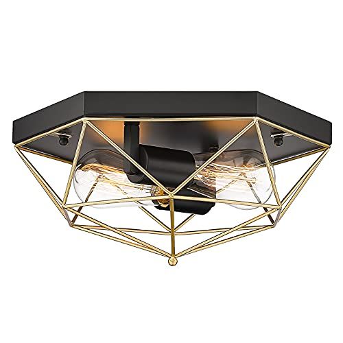 Brass Metal Flush Mount Ceiling Lights Contemporary Ceiling Lighting Black and Gold | Amazon (US)