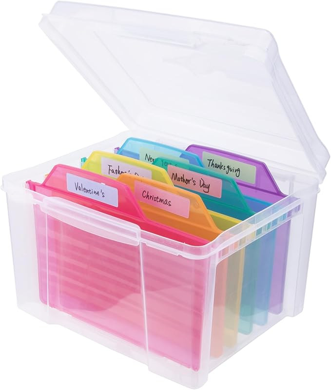 WRVCSS Greeting Card Organizer with 6 Coloful Removable Dividers for Holiday Birthday Get Well Ca... | Amazon (US)